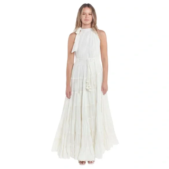 we wore what halter ruffle maxi dress Olive Green Halter Maxi Dress Under main image 0